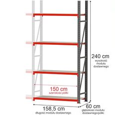 estante de prateleiras Mega-M Regał magazynowy 4-półkowy Mega-M FORTIS 240×158,5×60 cm moduł d nova