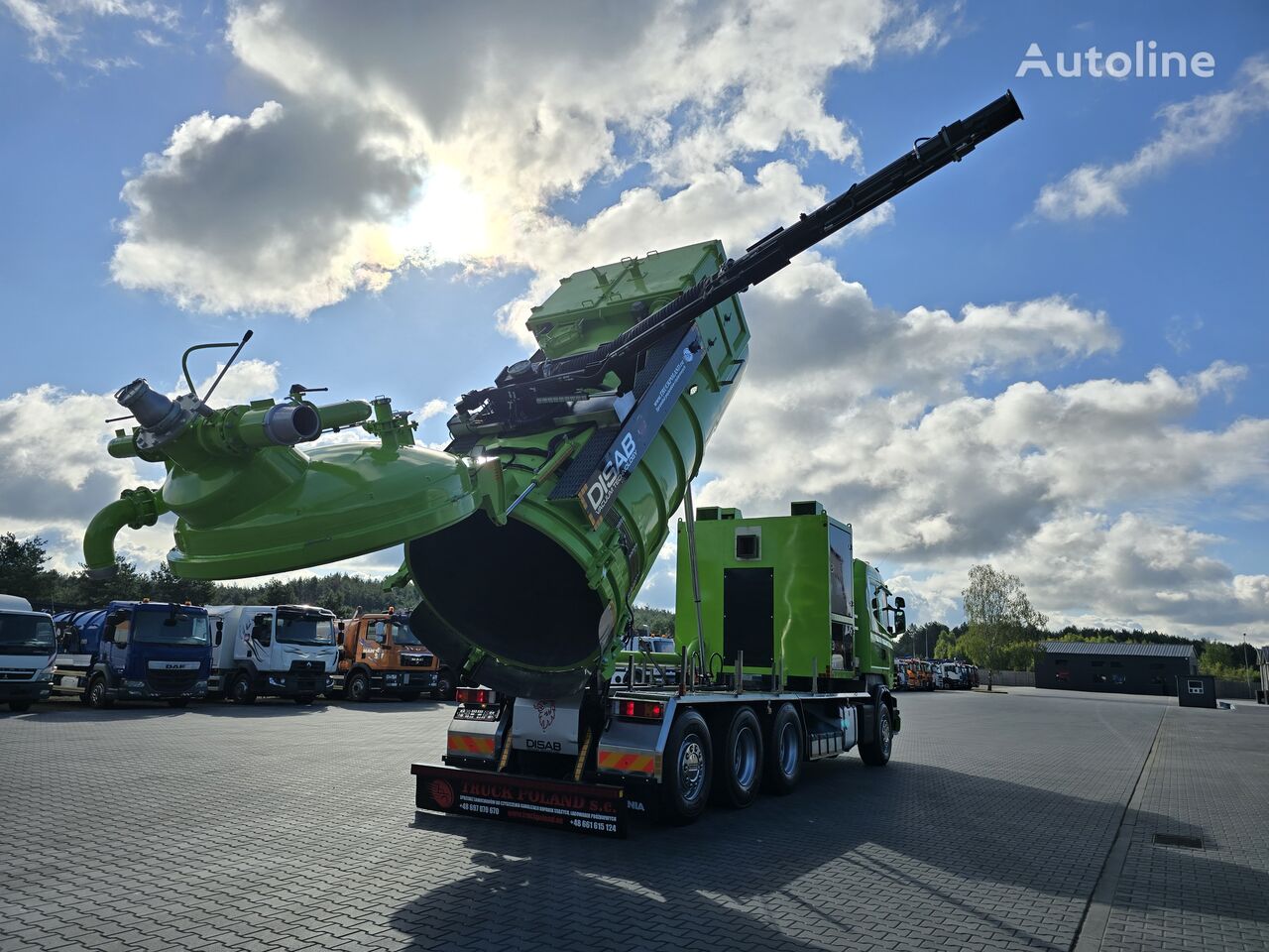 camião combinado de limpeza de fossas Scania  Disab Centurion P210/9 Suction-blowing vacuum loader