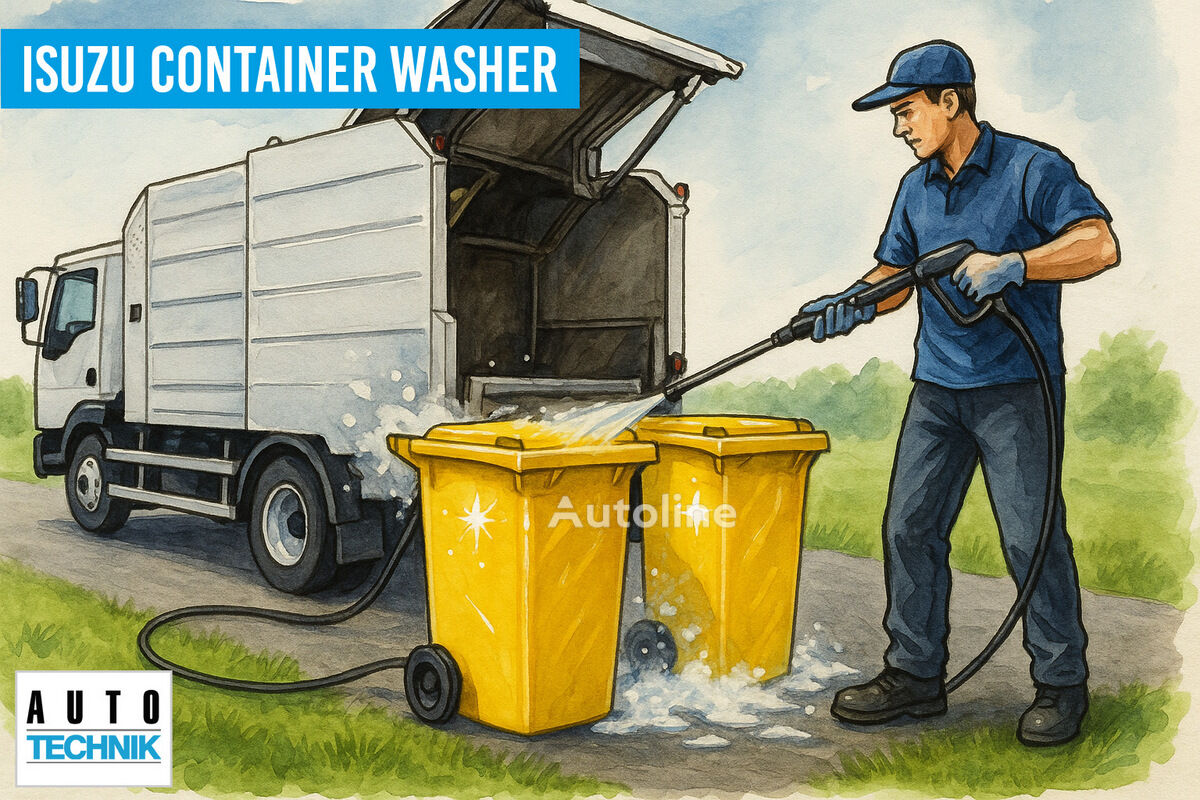 Isuzu MYJKA NQR75 Container washer laveuse lavacassonetti garbage truck - Autoline