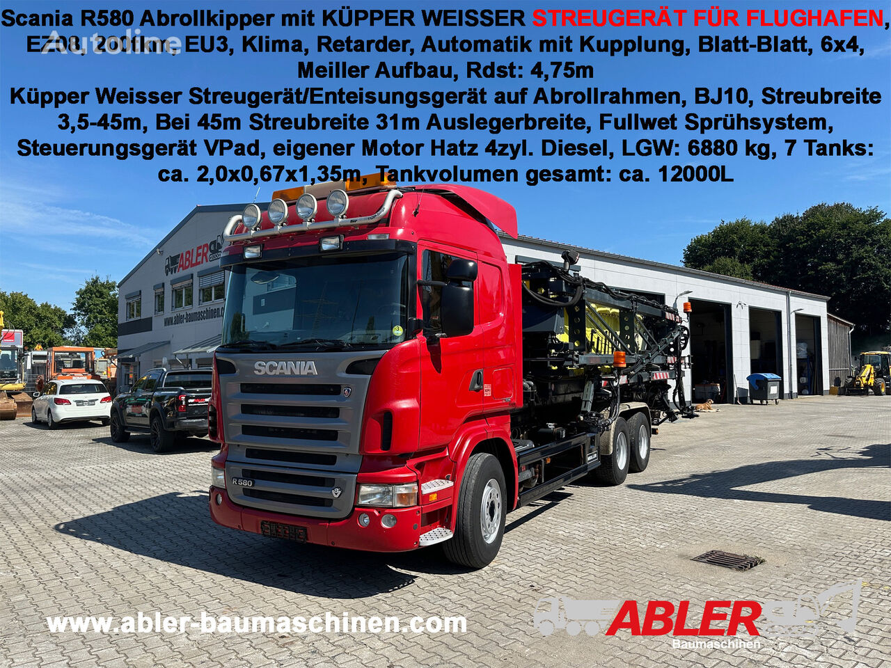 Scania R580 Abrollkipper Meiller mit Küpper Weisser Enteisungsaufbau St universal communal machine