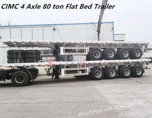 جديدة العربات نصف المقطورة عربة مقطورة مسطحة CIMC 4 Axle 80 ton Flat Bed Trailer for Sale
