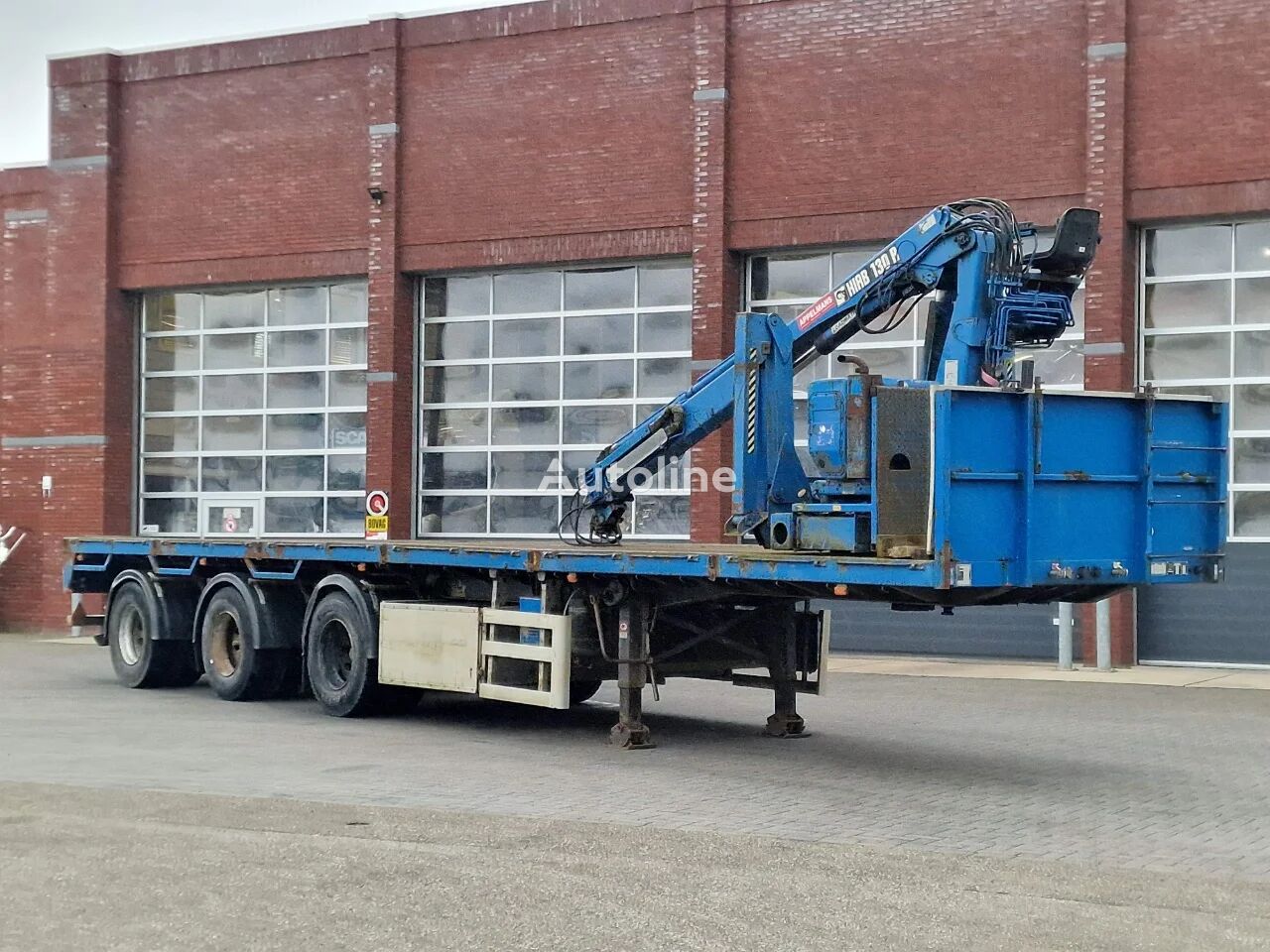 Floor Steentrailer / Kraan Hiab 130R / Crane / Grua semitrailer plattform