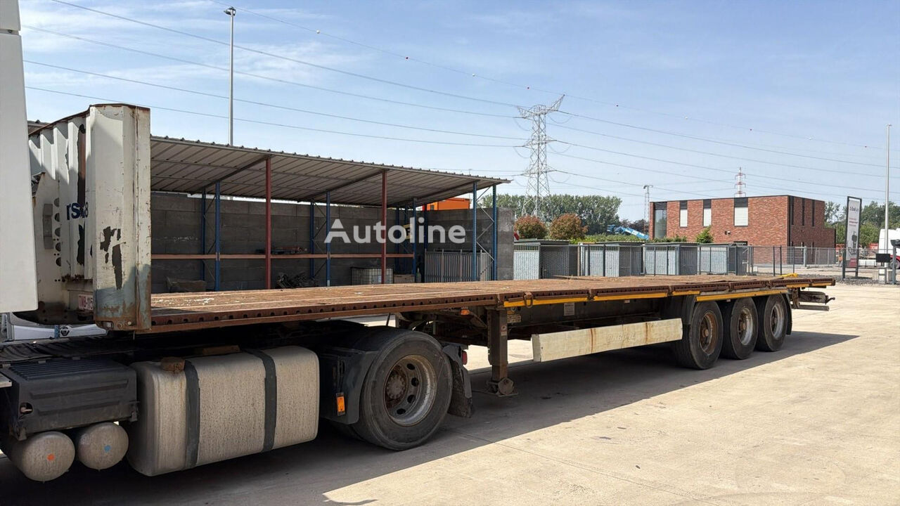 Semi-remorque plateforme Krone SD27 (DRUM BRAKES / FREINS TAMBOURS / REMORQUE BELGE) - Autoline