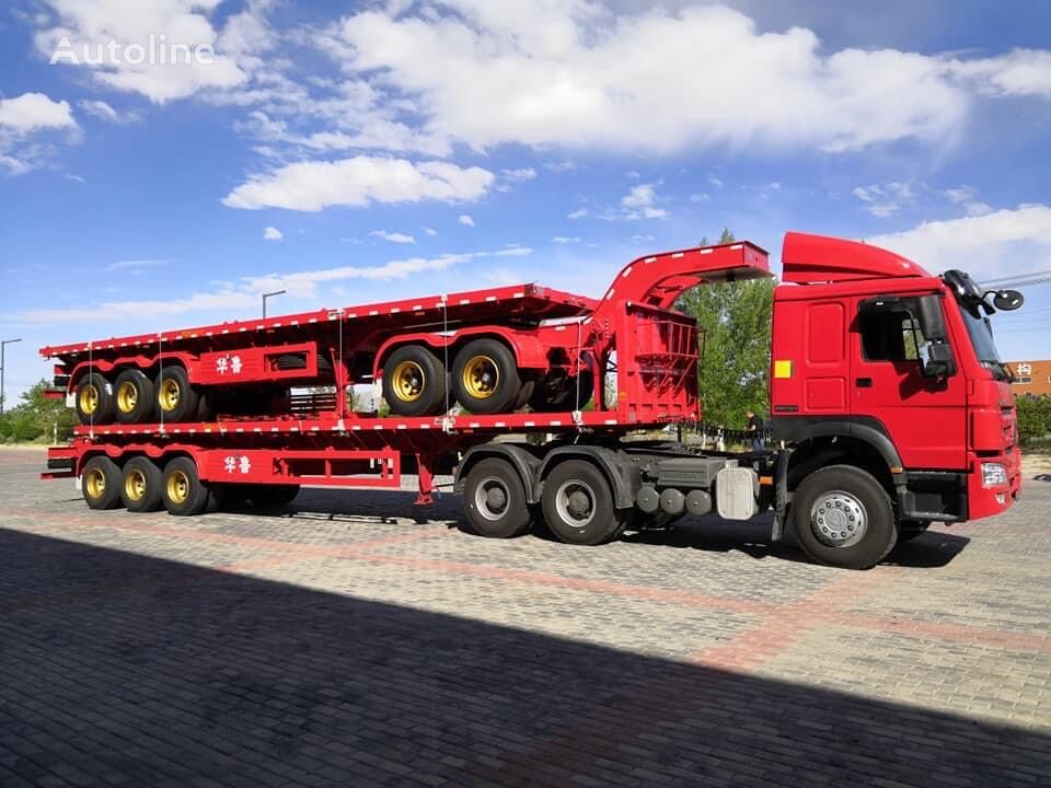 العربات نصف المقطورة عربة مقطورة مسطحة NEWSTAR 8 AXLES  Double Link Semitrailer