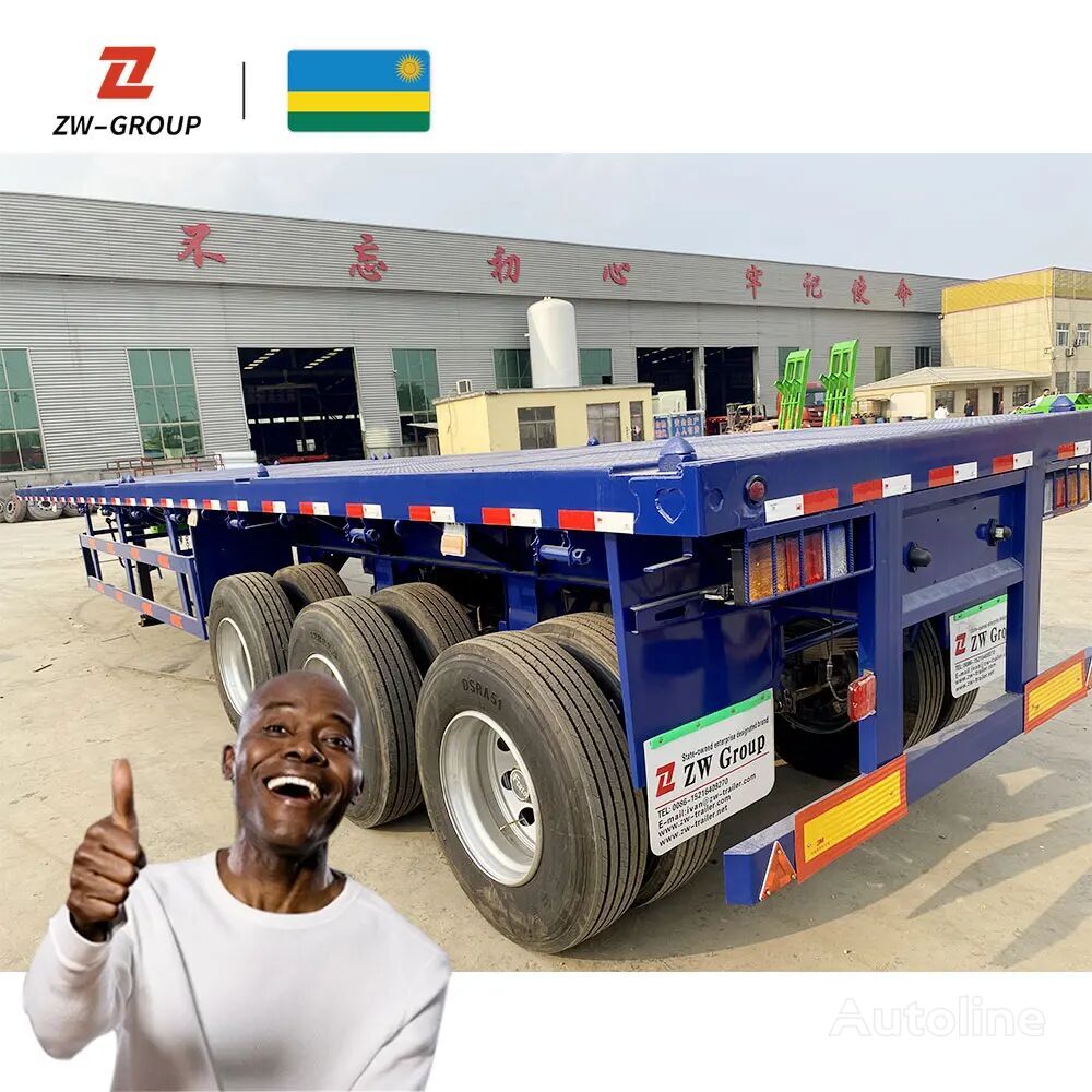 semiremorcă platforma ZW Group 40ft 3 Axle Flatbed Semi Trailer for sale Rwanda nouă