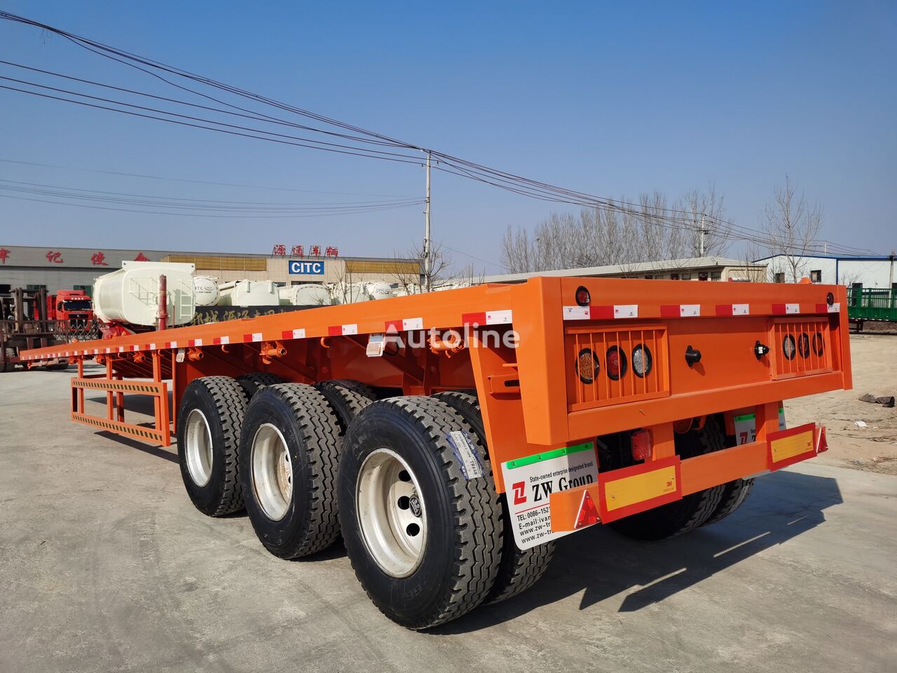 neue ZW-Trailer 3 Axle Container 40ft Flatbed Trailer for sale in Congo Plattform Auflieger