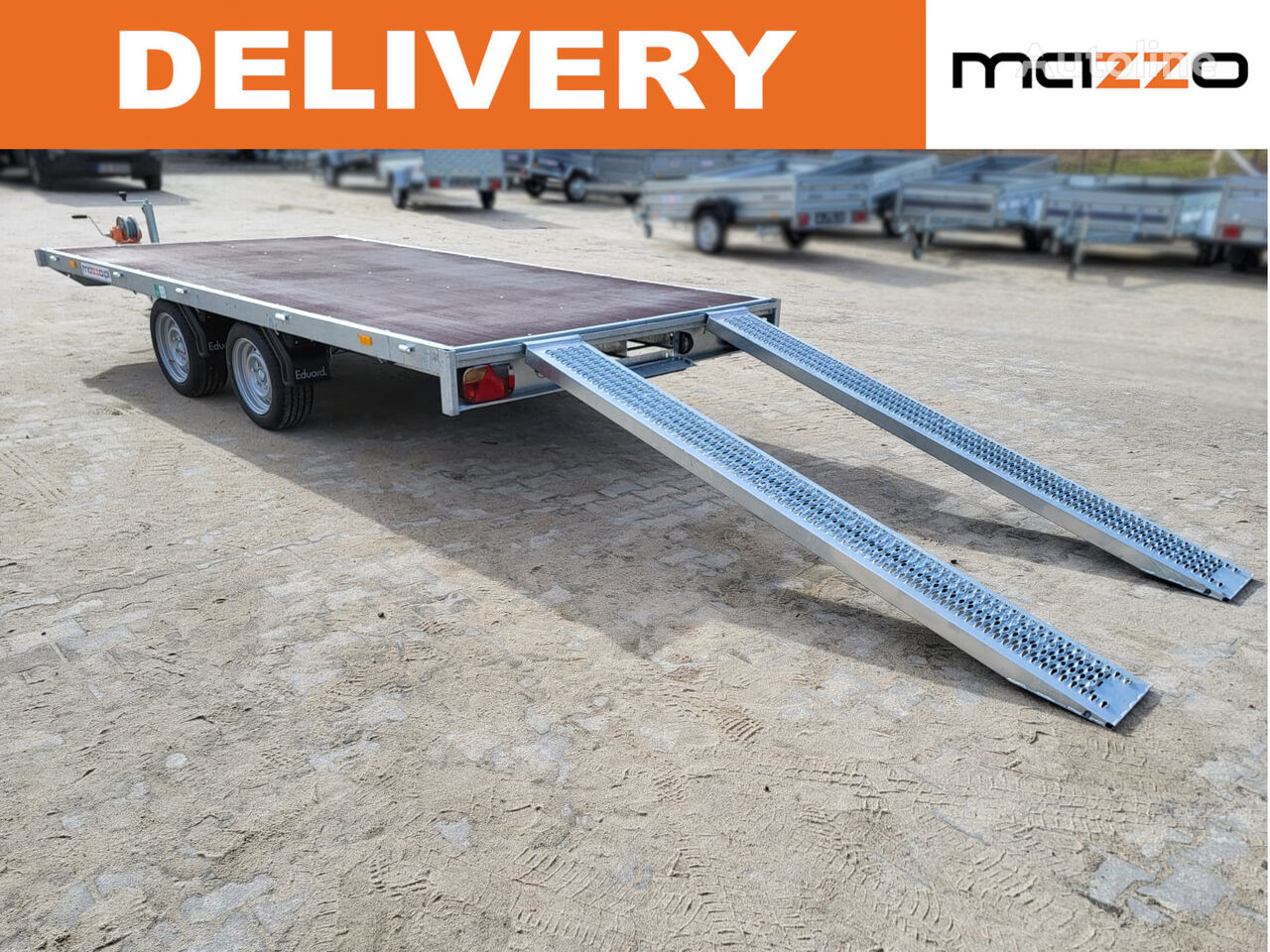 jauns Eduard 4020-4-PMV-2763 406x200cm Platform trailer with ramps and manual platforma piekabe