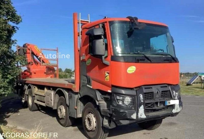 camion plate-forme Renault 8x4 - KERAX 430.32 PLATEAU GRUE - 2015 /