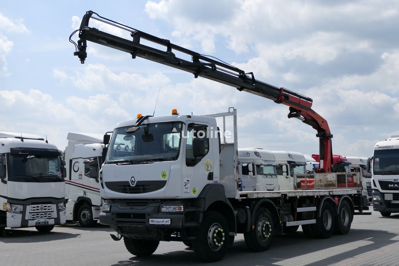 camion plate-forme Renault KERAX Crane truck PALFINGER PK 20002 8x4