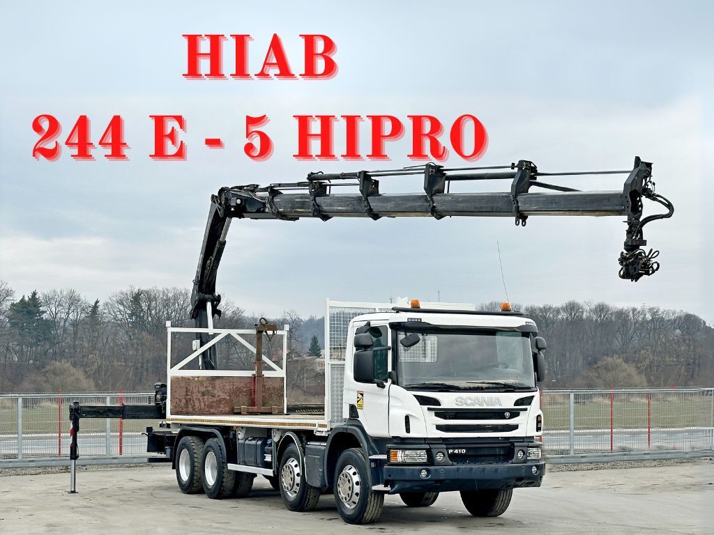 грузовик платформа Scania P 410*PLATFORM 7,00m*HIAB 244 E-5 HIPRO+FUNK/8x4