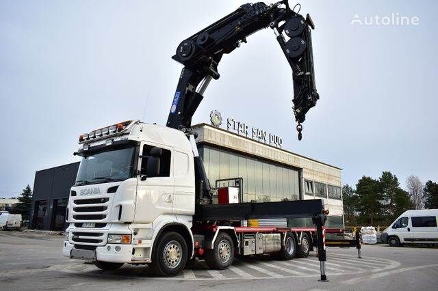 platforma sunkvežimis Scania R 440 8x2 HMF 8520 CRANE 38 METERS FLY JIB KRAN