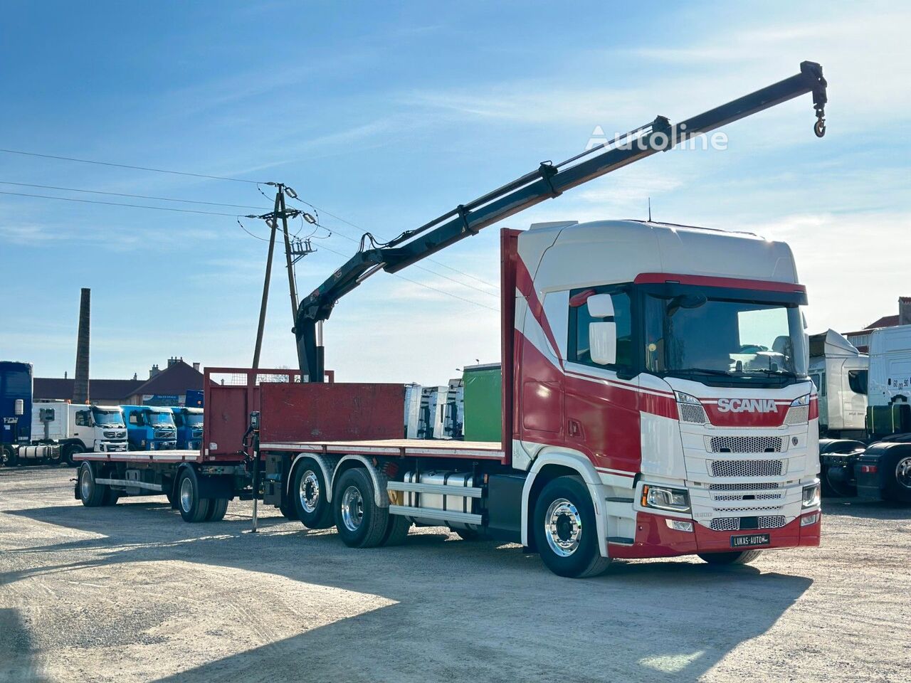 камион платформа Scania R 500 + ремарке платформа