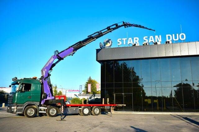 φορτηγό πλατφόρμα Scania R520 8x2 Fassi F950 FLY JIB Crane EURO 6 Kran