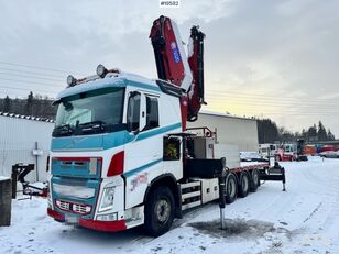 camion plate-forme Volvo FH540 8x4 Tridem Crane truck w/ 50 t/m HMF crane w/ Jib. Low mil