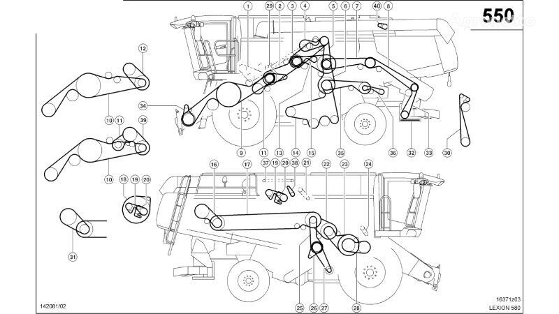 dây curoa máy phát điện Claas Lexion 580 PASEK KLINOWY  0006678911 (Elementy napędu) 0006678911 dành cho máy gặt đập liên hợp Claas Lexion 580