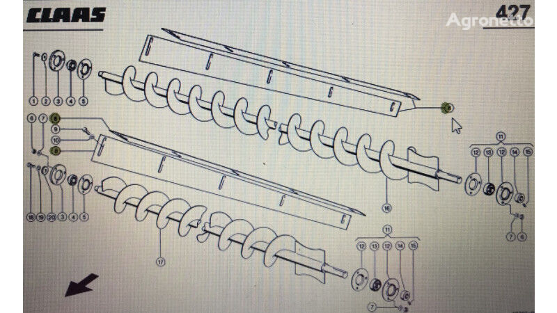 șnec Claas 00 0734 916 1 pentru combină de recoltat cereale Claas Lexion 580 750-730 /670/770