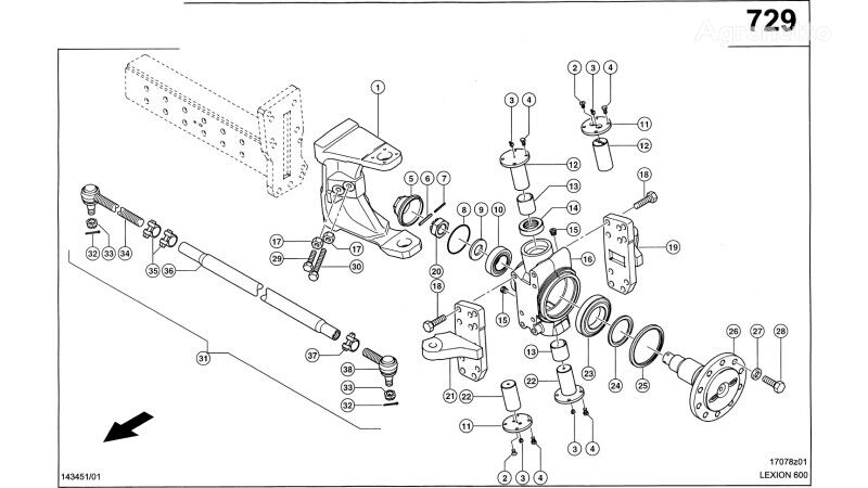 0007690080 axle for Claas Lexion 600 PRZEGUB   grain harvester