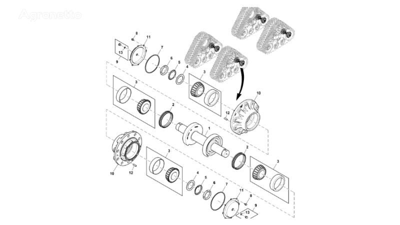 RE566973 axle for John Deere 9470RX crawler tractor - Agronetto