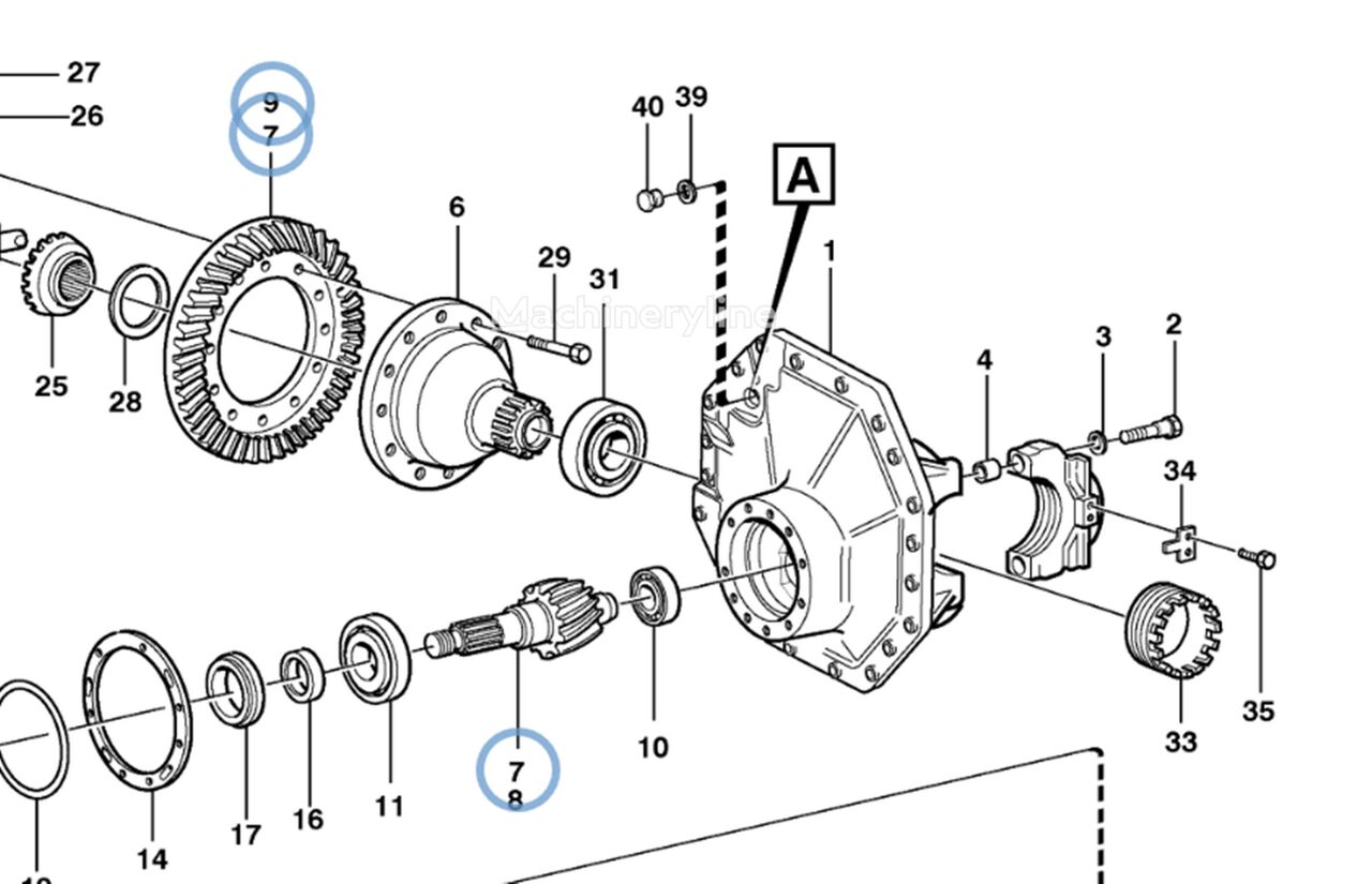 Essieu Volvo drive gear set for L150E, L180E, L150F, L180F, L150G, L180G, L18 - Machineryline