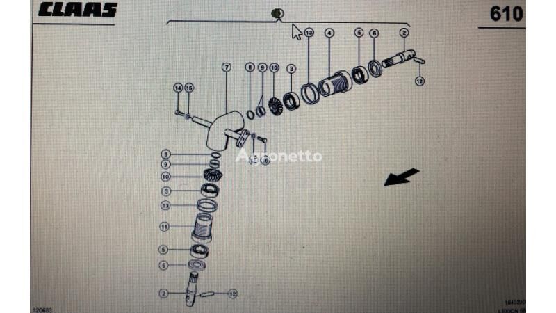 联合收割机 Claas  Lexion 580/530-510/560-540 600/465/460-440 /470/750-730 的 bevel gear pair Claas 00