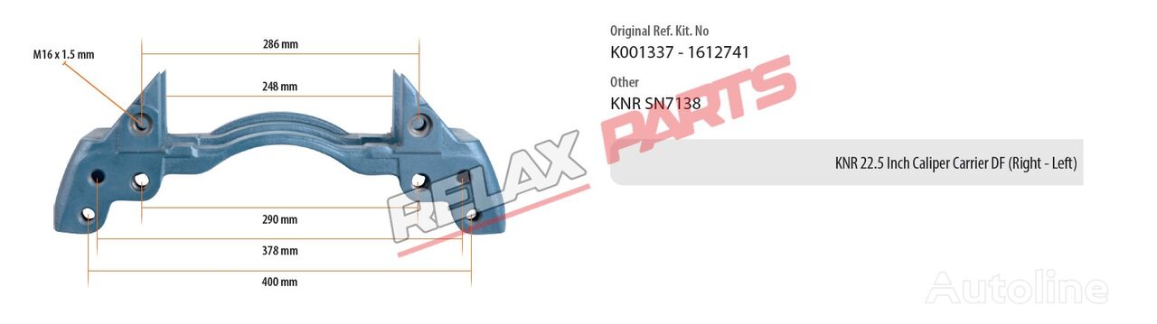 pinza freno RelaxParts K001337 per semirimorchio Knorr-Bremse CARRIERS    22.5 Inch Caliper Carrier DAF (Right – Left)