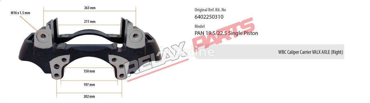 مسماك الفرامل RelaxParts 6402250310 لـ العربات نصف المقطورة WABCO PAN 19,5 / 22,5           WABCO Caliper Carrier VALX AXLE (Right)