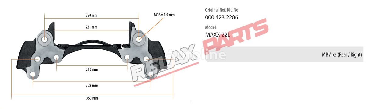 RelaxParts 000 brake caliper for WABCO PAN 19,5 / 22,5           Caliper Carrier  (Rear / Right) semi-trailer