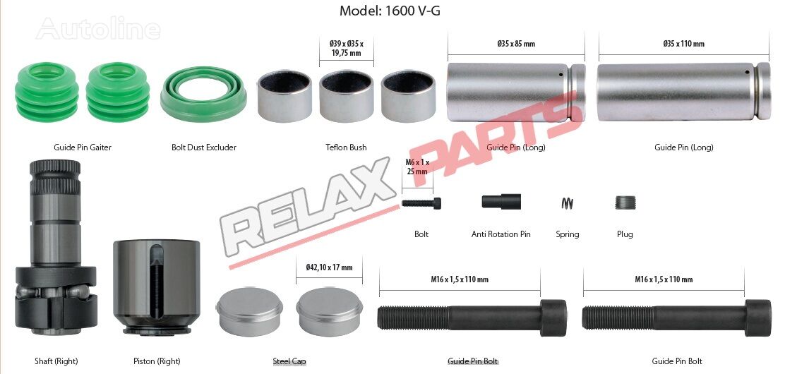 étrier de frein RelaxParts 12 pour semi-remorque WABCO 1600 V-G WABCO         Caliper Repair Set (Right)