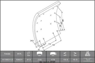 Scania Накладки гальмівні 19931 D413ММ,235*178*20.1ММ (1РЕМ) FERODO K19931.1-F3745 Bremsbacke für Scania 93,113,143(8/88-)  LKW