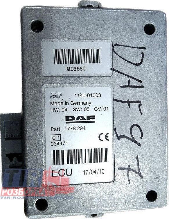 DAF XF105 1778294 control unit for truck tractor