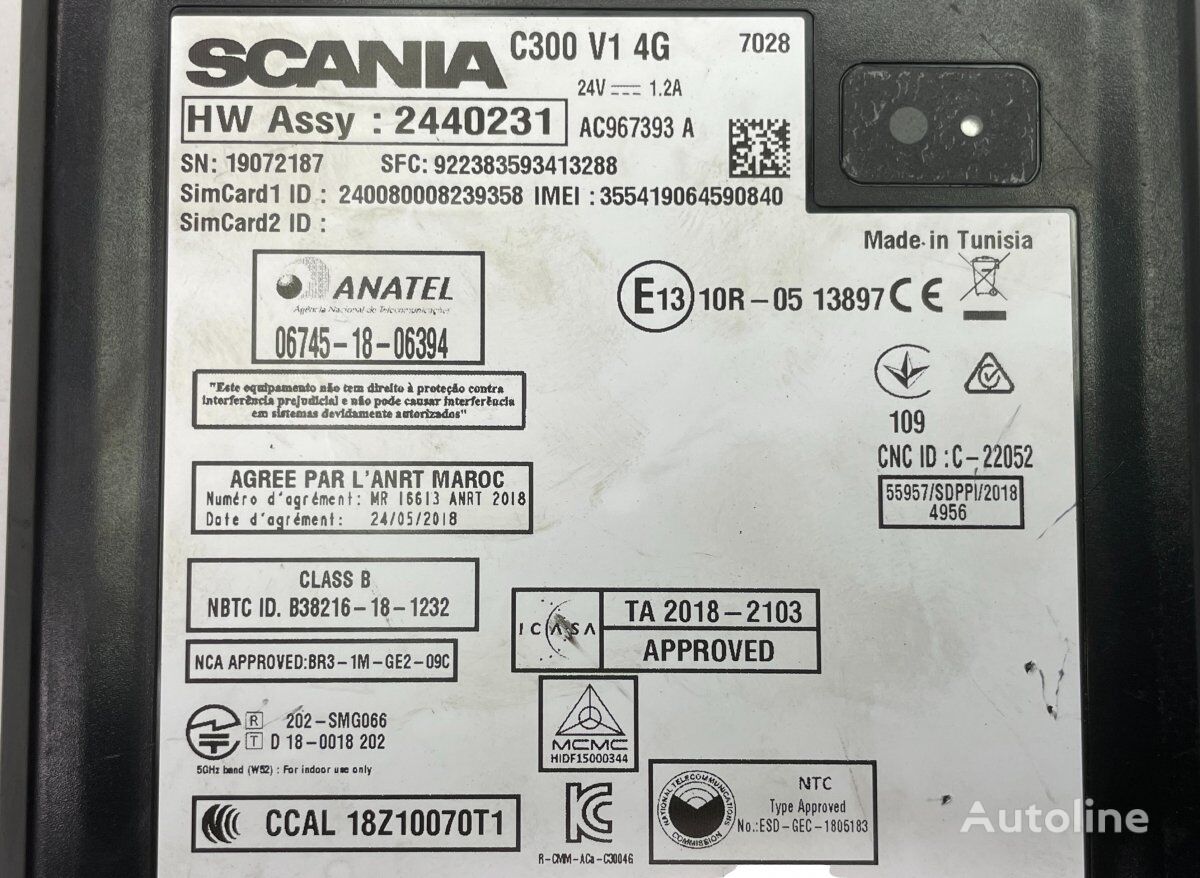 riadiaca jednotka Scania K-Series (01.12-) 1852553 na autobusa Scania K,N,F-series bus (2006-)