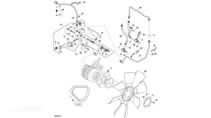 вентилятор охлаждения RE210585 для трактора колесного John Deere 8345R