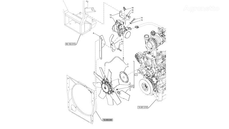 9 blades, 620mm od 47569427 koelventilator voor New Holland T6070  wielen trekker