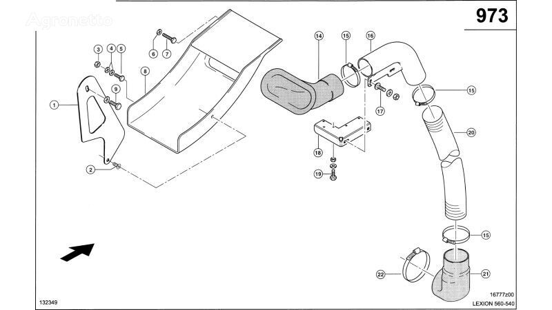 Claas Lexion 560 RURA ODSYSANIA  0007617820 (Kosz chłodnicy-dmuchawa o 0007617820 cooling pipe for Claas Lexion 560 grain harvester