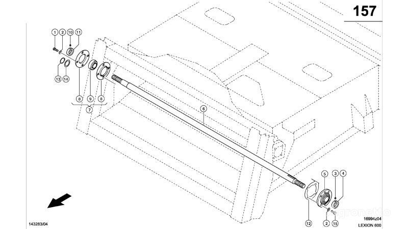 0005204460 countershaft for Claas Lexion 600 grain harvester