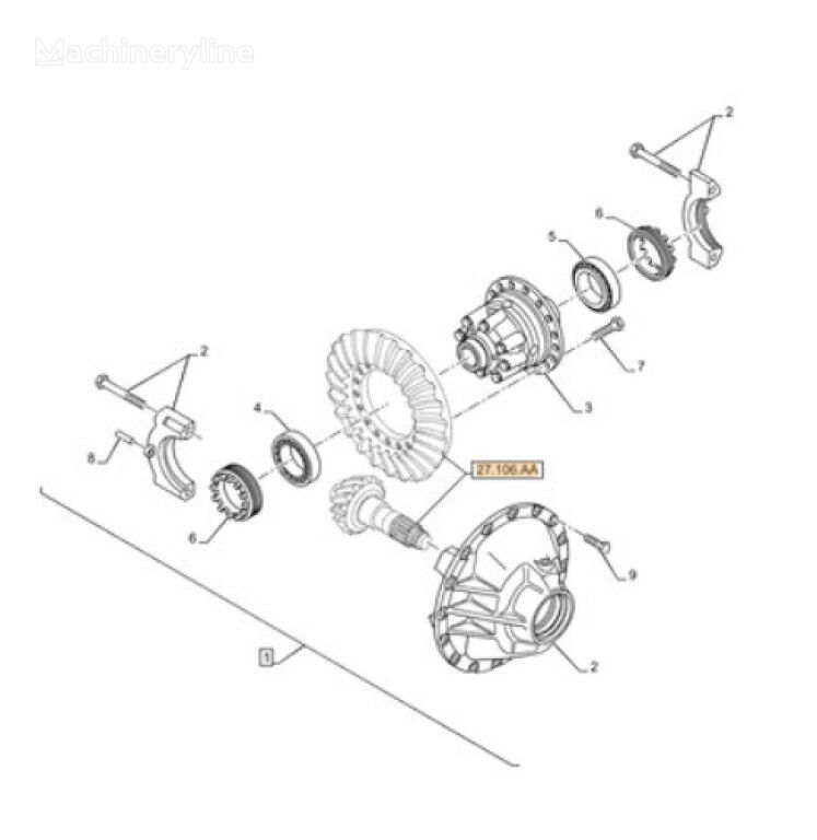 différentiel Case 87731590 87731590 pour niveleuse New Holland F156.6 F156.6A F156.7 F156.7A F156.8 F156.8A