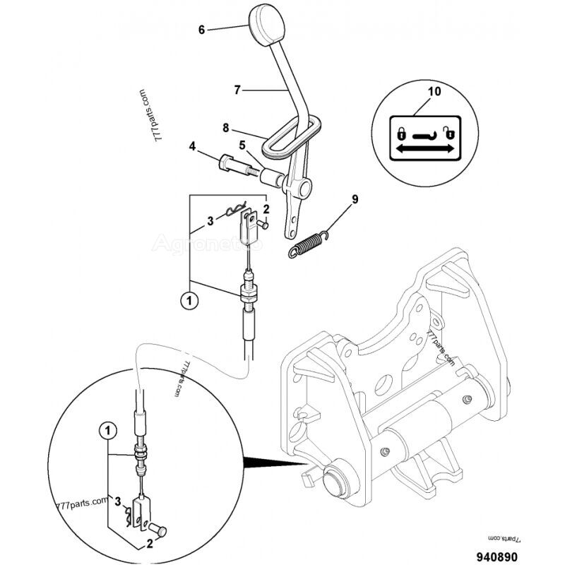 JCB Tros upravlinnia kuzovom 332/U2599 door control cable for JCB Fastrac 8250, Fastrac 7170-pt, Fastrac 7270 wheel tractor - Agronetto