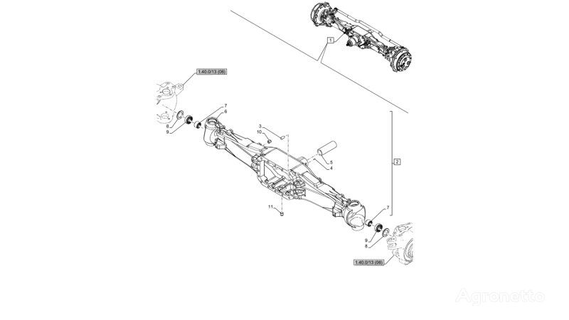 essieu moteur 87633677 pour tracteur à roues New Holland T6010