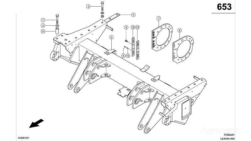 0007642303  drive axle for Claas Lexion 600 grain harvester