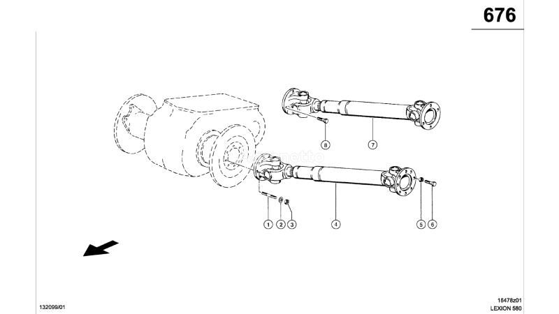 карданний вал PRZEGUB. (Napęd jezdny; wałek przegubowy do mts) 0007502562 до зернозбирального комбайна Claas Lexion 580
