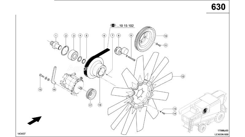 Claas για κινητήρας Claas Lexion 600 ROTOR  0007436371 (Napęd wentylatora) - Agroline