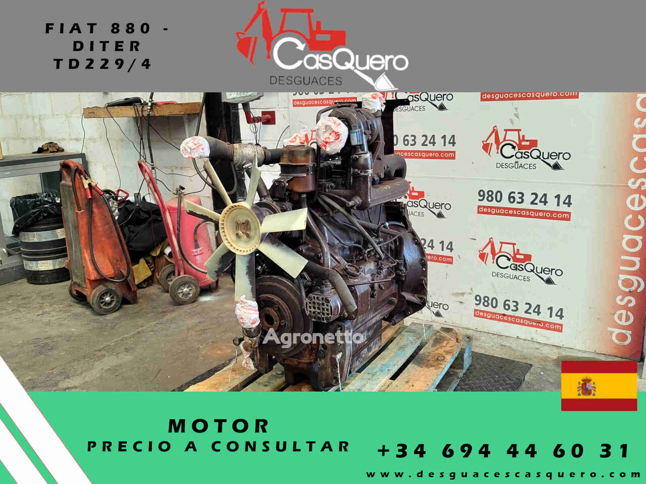 DITER TD229/4 engine for Fiat 880 wheel tractor for parts - Agronetto
