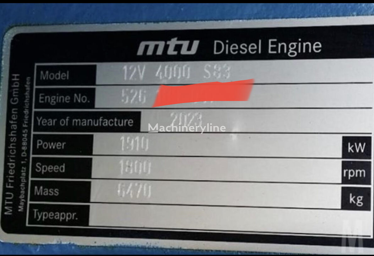 موتور خودرو MTU 12v4000 برای ژنراتور