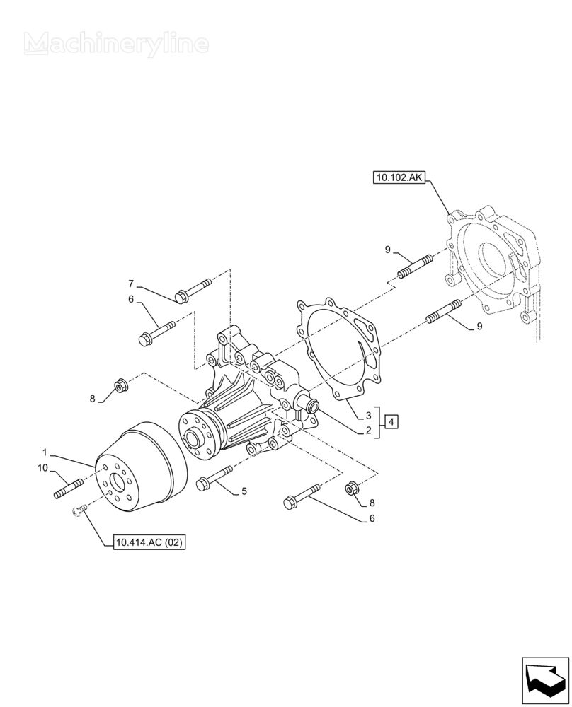 engine cooling pump for Case CX240BLR, CX250C, CX210B, CX210C LC, CX210BLR, CX210C LR, CX225SR, CX210BNLC, CX210C NLC, CX240B, CX235C SR excavator