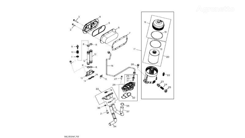 bộ làm mát dầu động cơ dành cho máy kéo bánh lốp John Deere 8345R