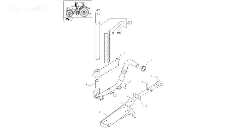 New Holland T6010 Rura ukladu wydech 84138202 84138202 eksosrør for New Holland T6010  hjul traktor