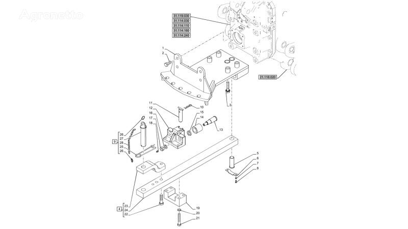 fixadores Płyta 82035866 para trator de rodas New Holland T6090 T6070