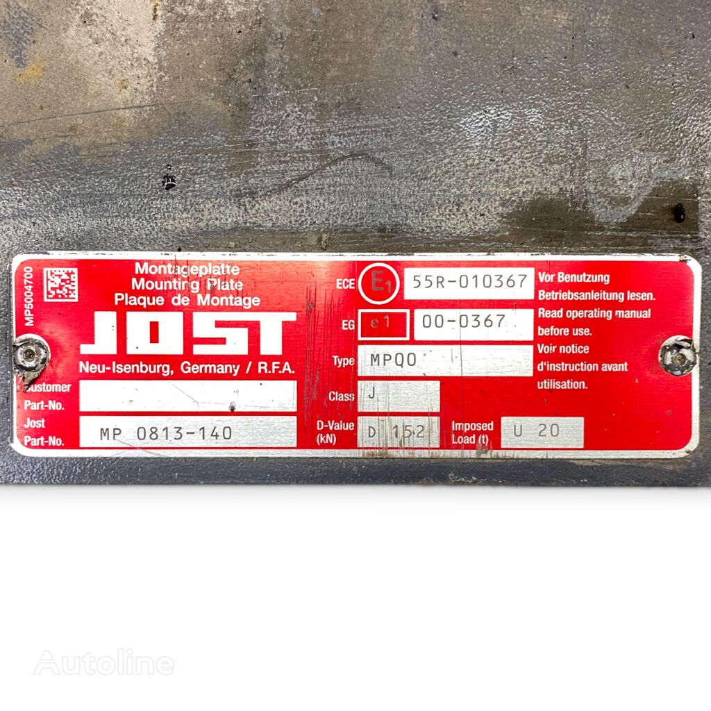 صينية القطر Jost XF106 (01.14-) MP0813-140 لـ السيارات القاطرة DAF XF106 (2014-) - Autoline