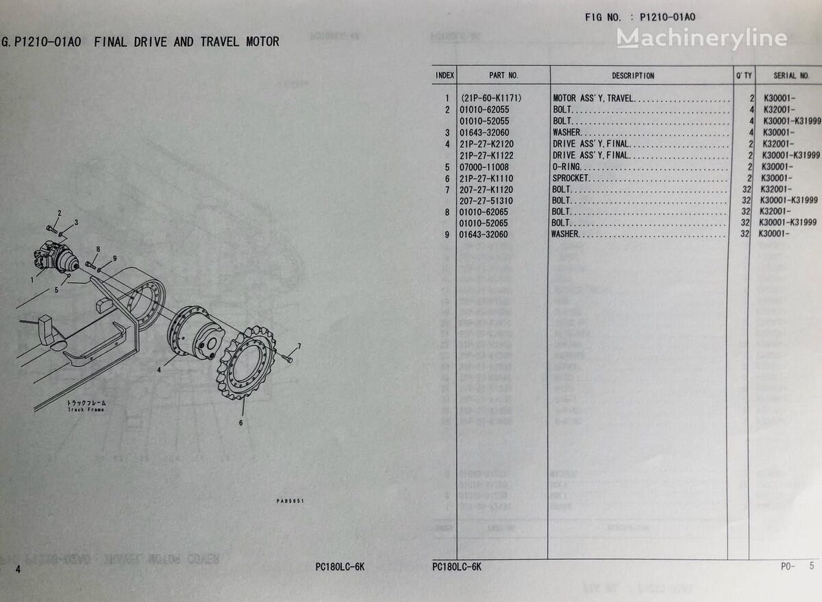 Komatsu PC180NLC-6 エキスカベータのためのKomatsu PC180NLC-6 ファイナルドライブ - Machineryline