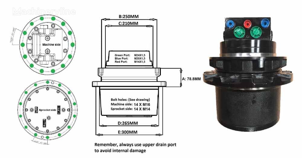 工程机械 Komatsu PC88MR-6 – Specificații și Dimensiuni 的 主减速器 Transmisie Finală - Machineryline